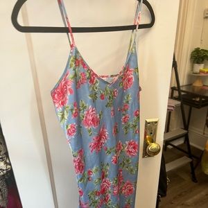 Pink Flower Silky Dress